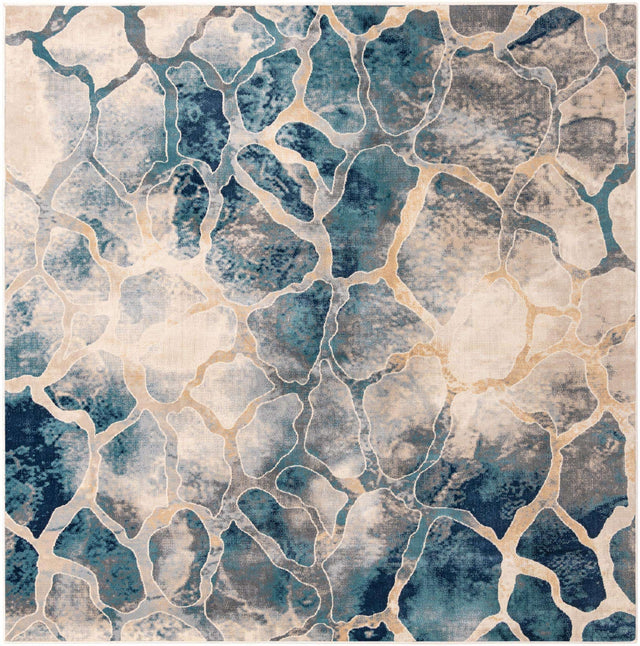 Navy Blue 5' 3 x 5' 3 Mystic Square Area Rug 100% Polypropylene Abstract Modern Carpet for Living Rooms, Dining, Bedrooms, Office for Sale at Rug Engine