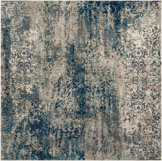 Navy Blue 10' x 10' Mystic Square Area Rug 100% Polypropylene Abstract Modern Carpet for Living Rooms, Dining, Bedrooms, Office for Sale at Rug Engine