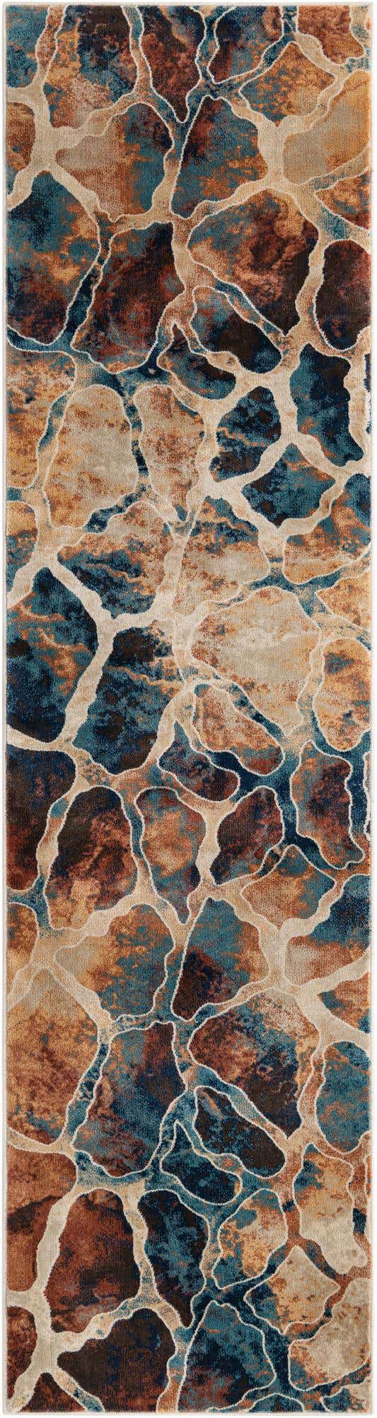 Brick Red 2' 7 x 10' Mystic Runner Area Rug 100% Polypropylene Abstract Modern Carpet for Living Rooms, Dining, Bedrooms, Office for Sale at Rug Engine