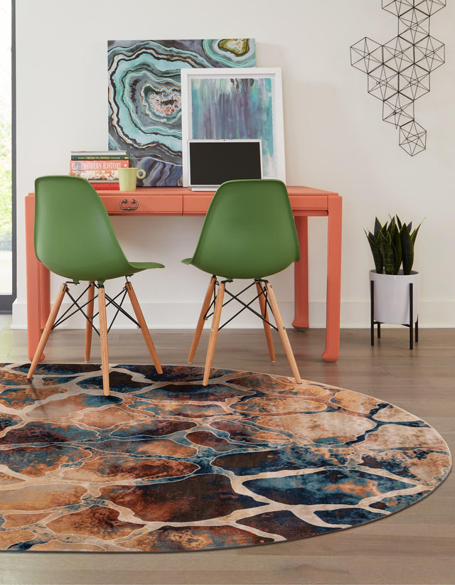 Brick Red 6' 1 x 9' Mystic Oval Area Rug 100% Polypropylene Abstract Modern Carpet for Living Rooms, Dining, Bedrooms, Office for Sale at Rug Engine