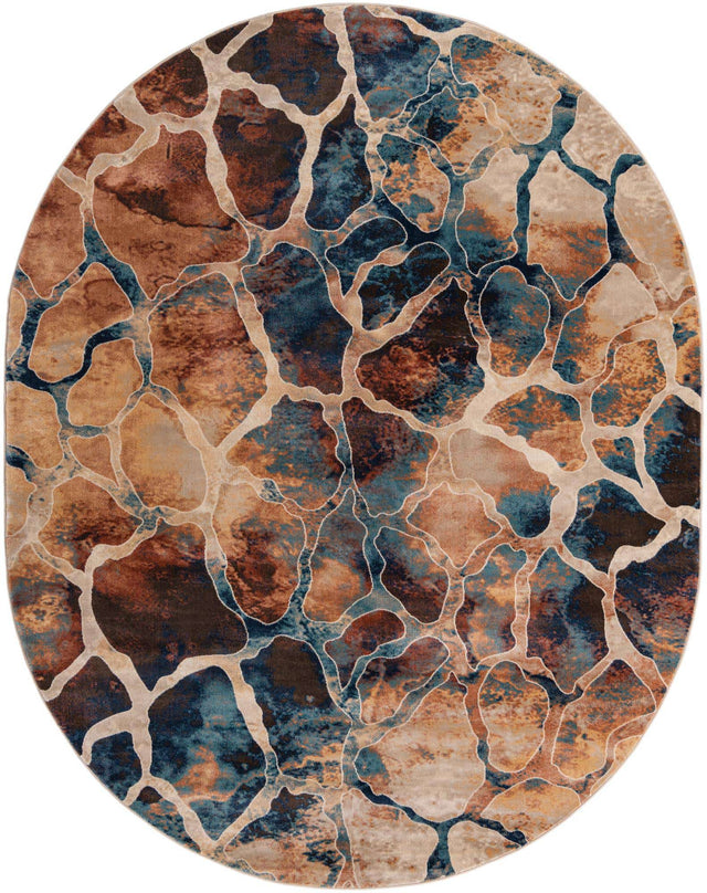 Brick Red 7' 10 x 10' Mystic Oval Area Rug 100% Polypropylene Abstract Modern Carpet for Living Rooms, Dining, Bedrooms, Office for Sale at Rug Engine