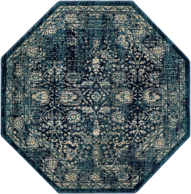 Navy Blue 5' 3 x 5' 3 Oslo Octagon Area Rug 100% Polypropylene Traditional Classic Vintage Distressed Carpet for Indoor Home Decor for Sale at Rug Engine