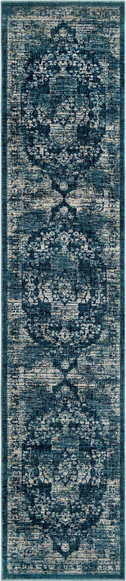 Navy Blue 2' 7 x 12' Oslo Runner Area Rug 100% Polypropylene Traditional Classic Vintage Distressed Carpet for Indoor Home Decor for Sale at Rug Engine