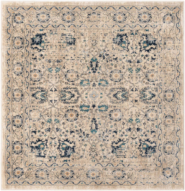 Beige 5' 3 x 5' 3 Oslo Square Area Rug 100% Polypropylene Traditional Classic Vintage Distressed Carpet for Indoor Home Decor for Sale at Rug Engine