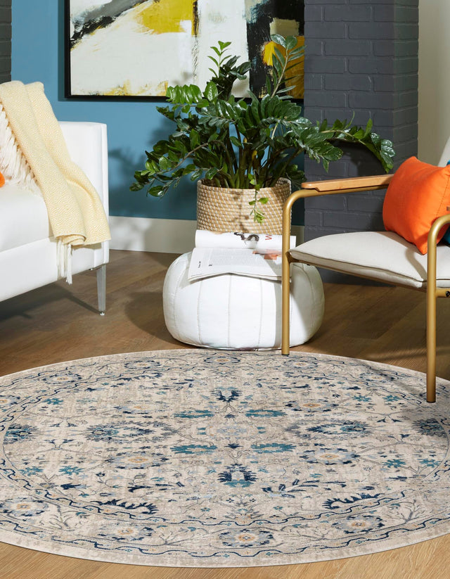 Beige 10' x 10' Oslo Round Area Rug 100% Polypropylene Traditional Classic Vintage Distressed Carpet for Indoor Home Decor for Sale at Rug Engine