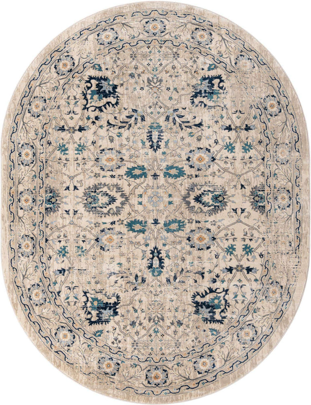 Beige 7' 10 x 10' Oslo Oval Area Rug 100% Polypropylene Traditional Classic Vintage Distressed Carpet for Indoor Home Decor for Sale at Rug Engine