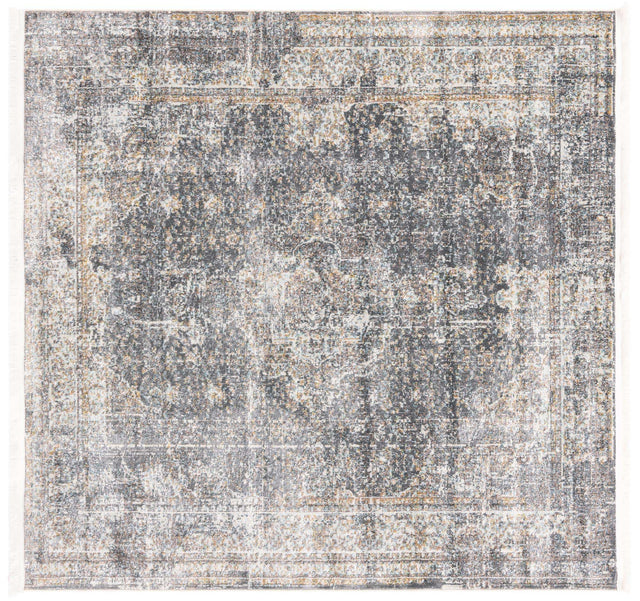 Fume Gray 6' x 6' Baracoa Square Area Rug 100% Polypropylene Distressed Vintage Living Dining Room Office Traditional Carpet for Sale at Rug Engine