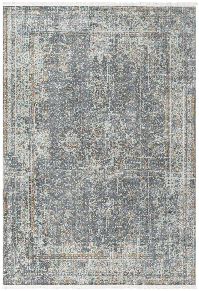 Fume Gray 7' x 10' Baracoa Rectangle Area Rug 100% Polypropylene Distressed Vintage Living Dining Room Office Traditional Carpet for Sale at Rug Engine