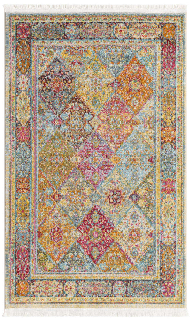 Multicolor 3' x 5' Baracoa Rectangle Area Rug 100% Polypropylene Distressed Vintage Living Dining Room Office Traditional Carpet for Sale at Rug Engine