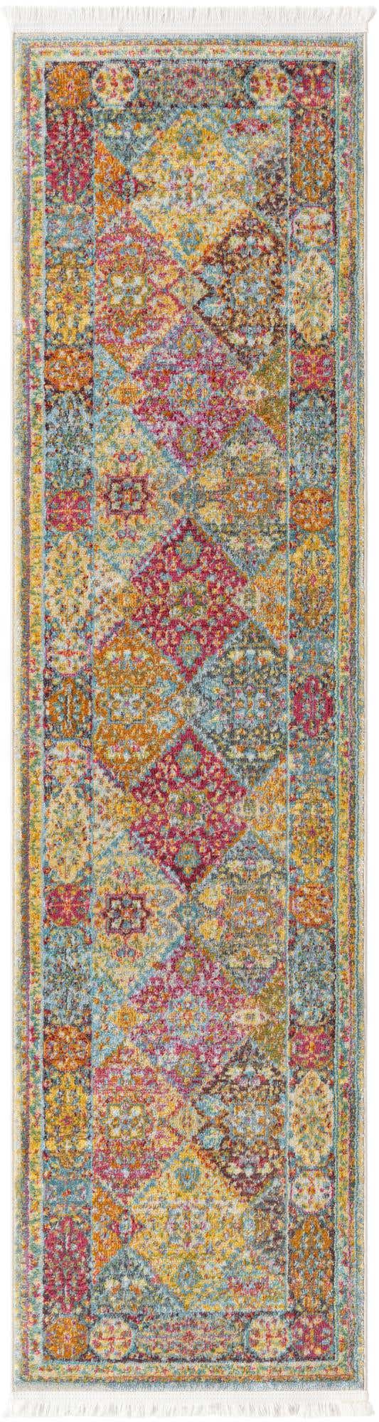 Multicolor 2' x 8' Baracoa Runner Area Rug 100% Polypropylene Distressed Vintage Living Dining Room Office Traditional Carpet for Sale at Rug Engine