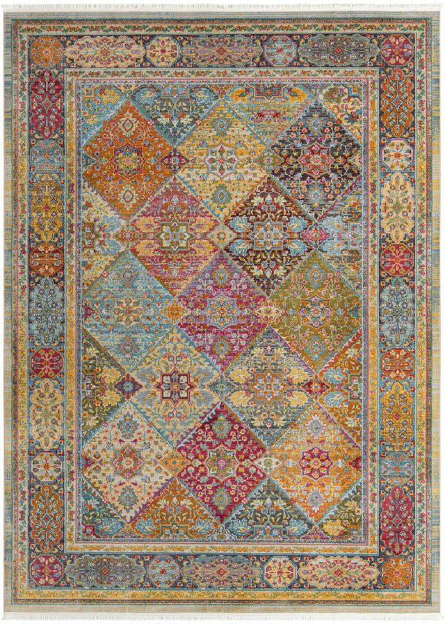 Multicolor 9' x 12' Baracoa Rectangle Area Rug 100% Polypropylene Distressed Vintage Living Dining Room Office Traditional Carpet for Sale at Rug Engine