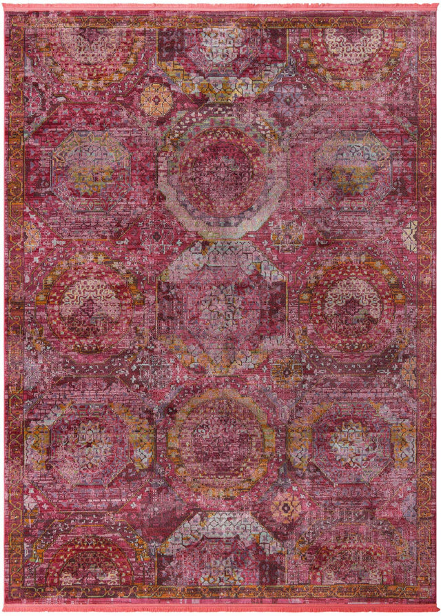 Pink 9' x 12' Baracoa Rectangle Area Rug 100% Polypropylene Distressed Vintage Living Dining Room Office Traditional Carpet for Sale at Rug Engine
