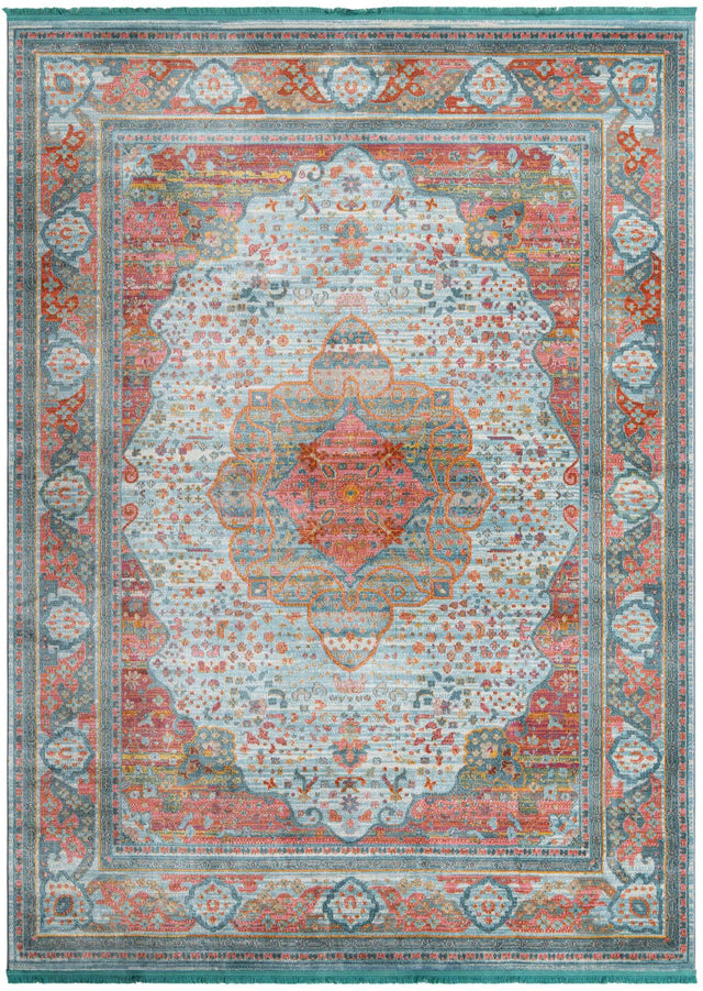 Light Blue 8' x 11' Baracoa Rectangle Area Rug 100% Polypropylene Distressed Vintage Living Dining Room Office Traditional Carpet for Sale at Rug Engine