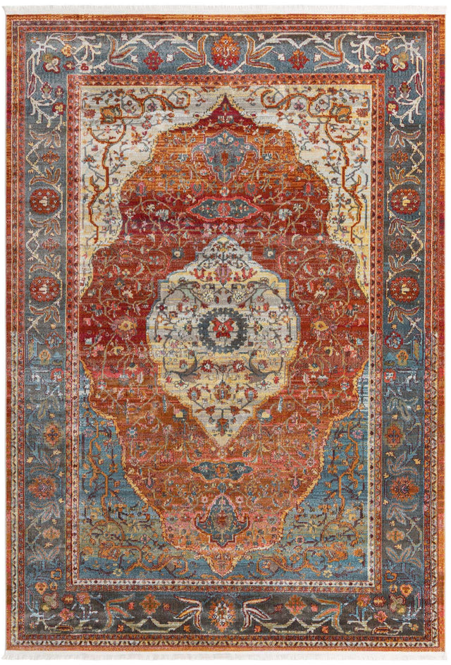 Rust Red 7' x 10' Baracoa Rectangle Area Rug 100% Polypropylene Distressed Vintage Living Dining Room Office Traditional Carpet for Sale at Rug Engine