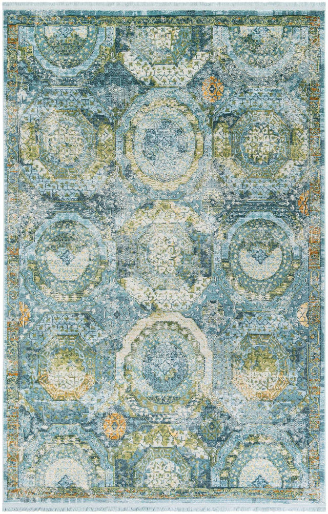 Light Blue 6' x 9' Baracoa Rectangle Area Rug 100% Polypropylene Distressed Vintage Living Dining Room Office Traditional Carpet for Sale at Rug Engine