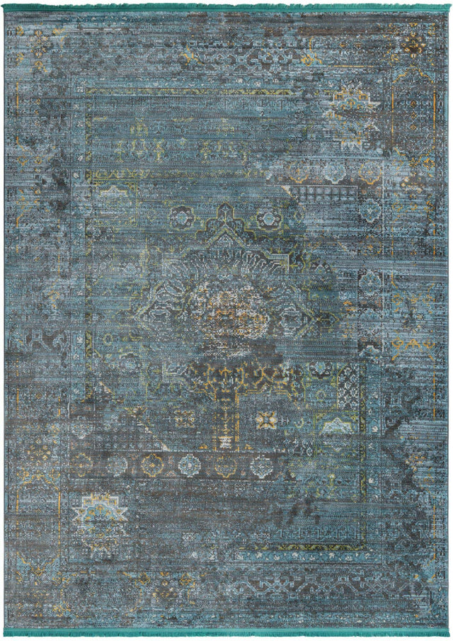 Turquoise 8' x 11' Baracoa Rectangle Area Rug 100% Polypropylene Distressed Vintage Living Dining Room Office Traditional Carpet for Sale at Rug Engine