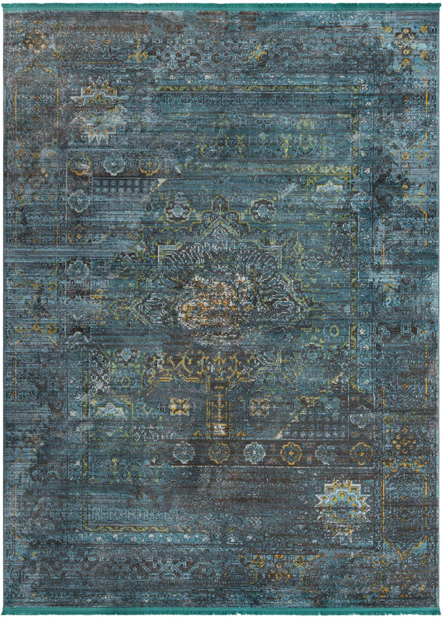 Turquoise 9' x 12' Baracoa Rectangle Area Rug 100% Polypropylene Distressed Vintage Living Dining Room Office Traditional Carpet for Sale at Rug Engine