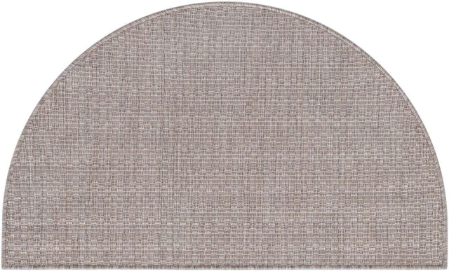Beige 2' 2 x 3' 7 Outdoor Solid Hearth Half-Round Semicircle Area Rug Weather Resistant for Patio, Deck, Terrace, Balcony, Porch 100% Polypropylene Minimalist Waterproof Carpet for Sale at Rug Engine