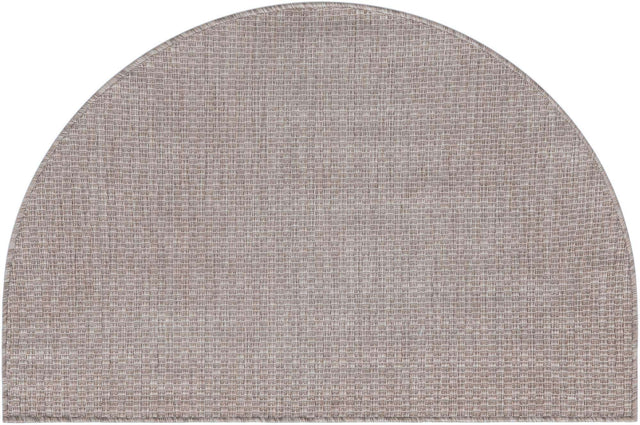 Beige 2' 7 x 4' 1 Outdoor Solid Hearth Half-Round Semicircle Area Rug Weather Resistant for Patio, Deck, Terrace, Balcony, Porch 100% Polypropylene Minimalist Waterproof Carpet for Sale at Rug Engine