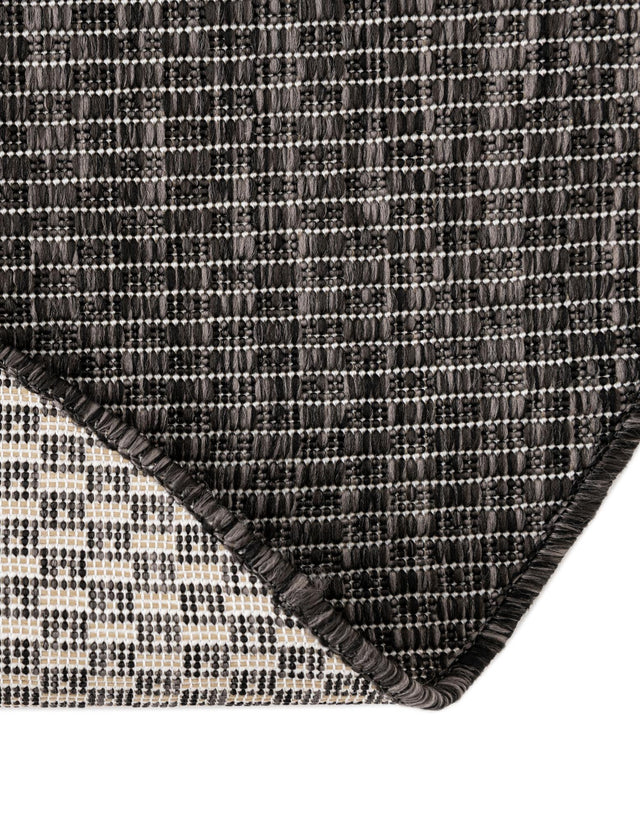 Black 3' 1 x 6' 1 Outdoor Solid Hearth Half-Round Semicircle Area Rug Weather Resistant for Patio, Deck, Terrace, Balcony, Porch 100% Polypropylene Minimalist Waterproof Carpet for Sale at Rug Engine