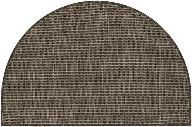 Black 2' 7 x 4' 1 Outdoor Solid Hearth Half-Round Semicircle Area Rug Weather Resistant for Patio, Deck, Terrace, Balcony, Porch 100% Polypropylene Minimalist Waterproof Carpet for Sale at Rug Engine