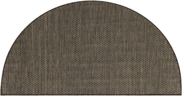 Black 3' 1 x 6' 1 Outdoor Solid Hearth Half-Round Semicircle Area Rug Weather Resistant for Patio, Deck, Terrace, Balcony, Porch 100% Polypropylene Minimalist Waterproof Carpet for Sale at Rug Engine