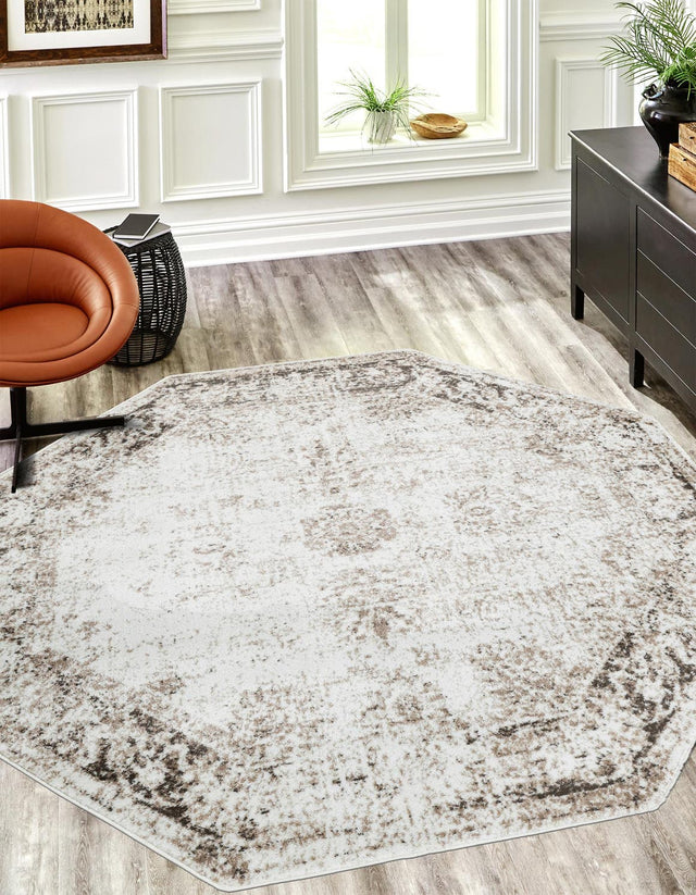 Beige 5' 3 x 5' 3 Sofia Octagon Area Rug Durable Easy Clean Stain Resistant Unique Carpet for Affordable Interior Home Design for Sale at Rug Engine