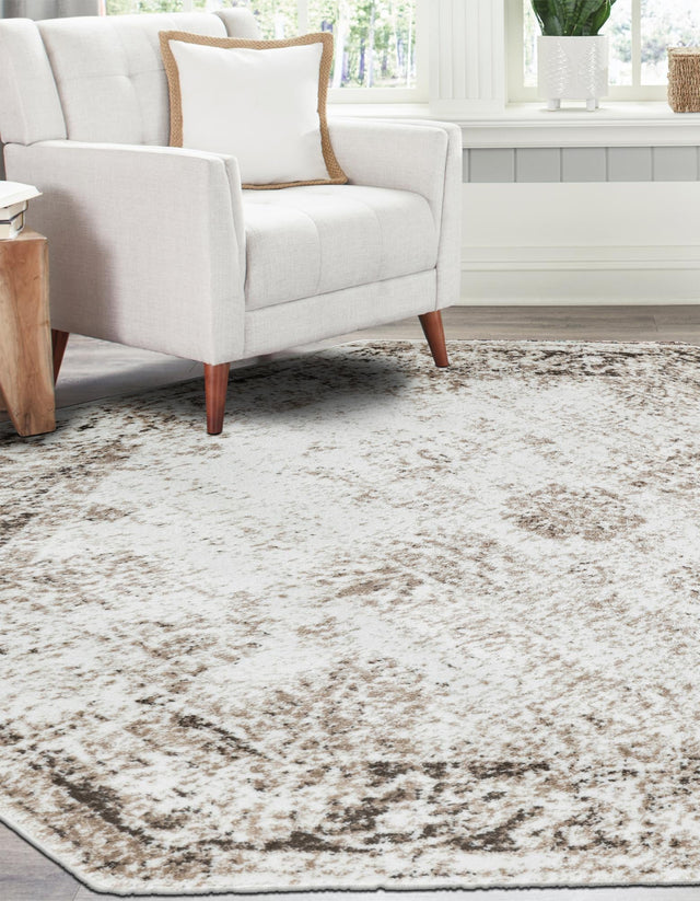 Beige 7' 10 x 7' 10 Sofia Octagon Area Rug Durable Easy Clean Stain Resistant Unique Carpet for Affordable Interior Home Design for Sale at Rug Engine