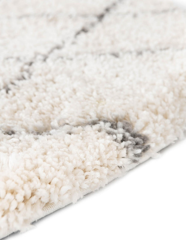 Pure Ivory 5' 3 x 8' Rabat Shag Oval Area Rug Thick Soft Touch Fluffy & Plush Shaggy Pile Durable Geometric Carpet for Luxury Interior Design for Sale at Rug Engine