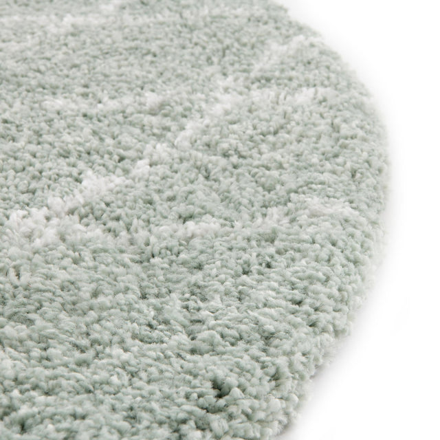 White Cyan 5' 3 x 5' 3 Rabat Shag Round Area Rug Thick Soft Touch Fluffy & Plush Shaggy Pile Durable Geometric Carpet for Luxury Interior Design for Sale at Rug Engine