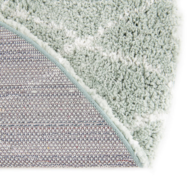 White Cyan 4' 1 x 4' 1 Rabat Shag Round Area Rug Thick Soft Touch Fluffy & Plush Shaggy Pile Durable Geometric Carpet for Luxury Interior Design for Sale at Rug Engine