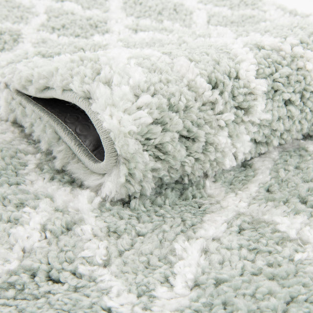 White Cyan 2' x 6' 1 Rabat Shag Runner Area Rug Thick Soft Touch Fluffy & Plush Shaggy Pile Durable Geometric Carpet for Luxury Interior Design for Sale at Rug Engine