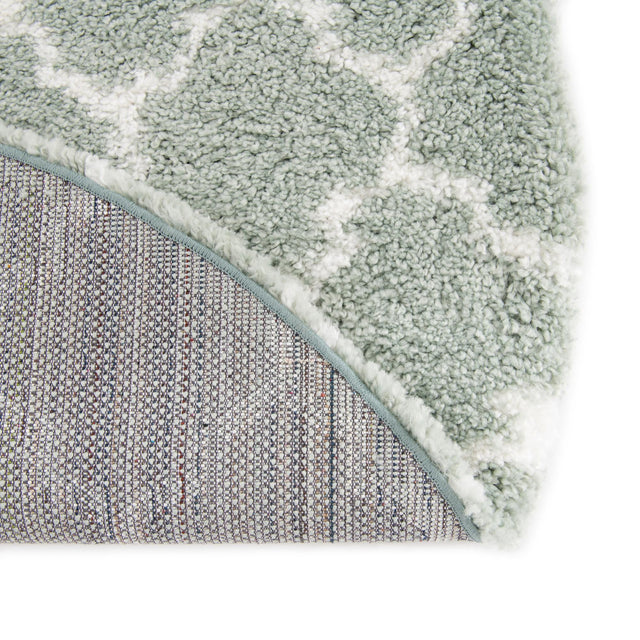 White Cyan 5' 3 x 5' 3 Rabat Shag Round Area Rug Thick Soft Touch Fluffy & Plush Shaggy Pile Durable Geometric Carpet for Luxury Interior Design for Sale at Rug Engine