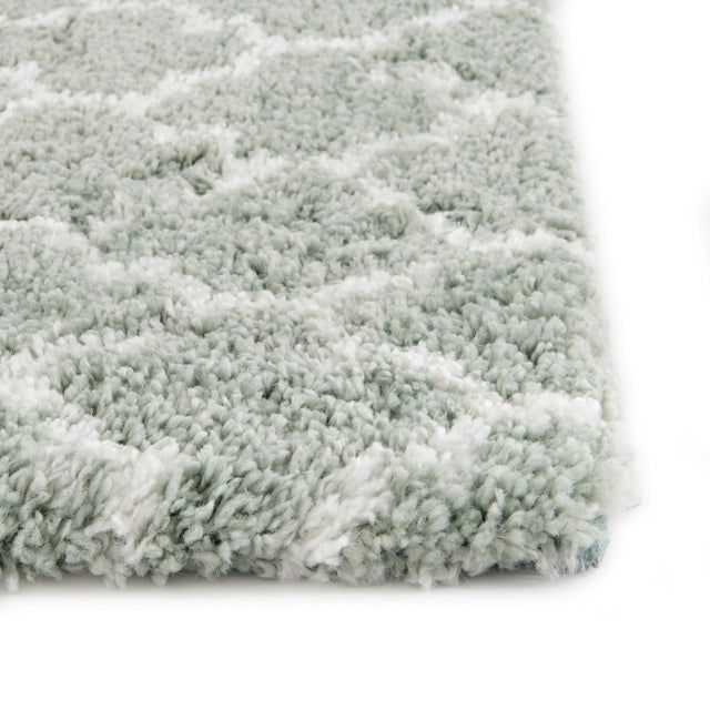 White Cyan 2' x 6' 1 Rabat Shag Runner Area Rug Thick Soft Touch Fluffy & Plush Shaggy Pile Durable Geometric Carpet for Luxury Interior Design for Sale at Rug Engine