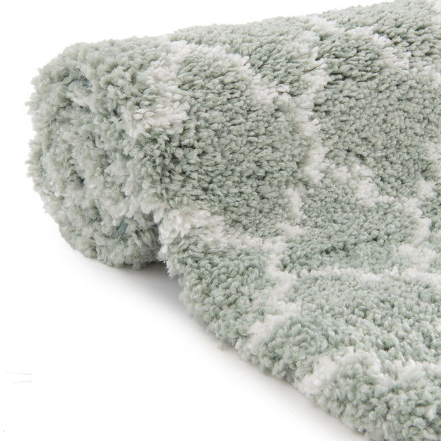 White Cyan 2' x 6' 1 Rabat Shag Runner Area Rug Thick Soft Touch Fluffy & Plush Shaggy Pile Durable Geometric Carpet for Luxury Interior Design for Sale at Rug Engine