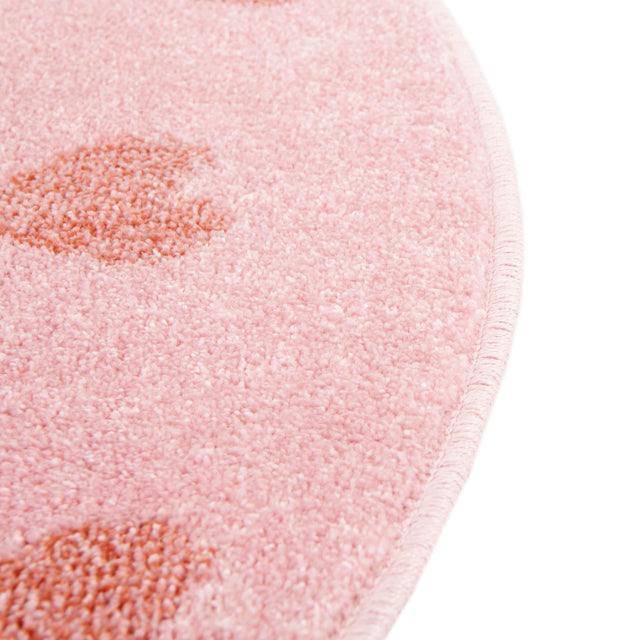 Pink 3' 3 x 3' 3 Whimsy Kids Round Area Rug for Baby Nursery, Toddler Playroom, Bedrooms