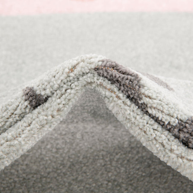 Pink 3' 3 x 3' 3 Whimsy Kids Round Area Rug for Baby Nursery, Toddler Playroom, Bedrooms