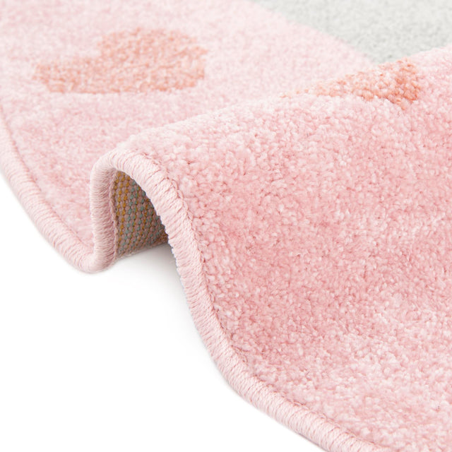 Pink 3' 3 x 3' 3 Whimsy Kids Round Area Rug for Baby Nursery, Toddler Playroom, Bedrooms