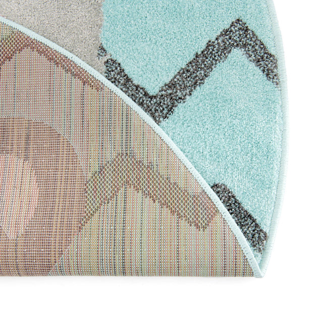 Blue 5' 3 x 5' 3 Whimsy Kids Round Area Rug for Baby Nursery, Toddler Playroom, Bedrooms Playful Fun Design Easy Clean Carpet for Sale at Rug Engine