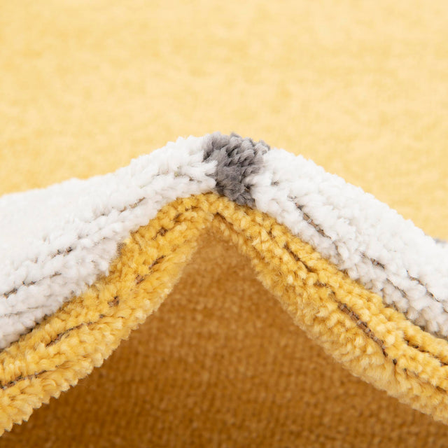 Yellow 3' 3 x 3' 3 Whimsy Kids Round Area Rug for Baby Nursery, Toddler Playroom, Bedrooms