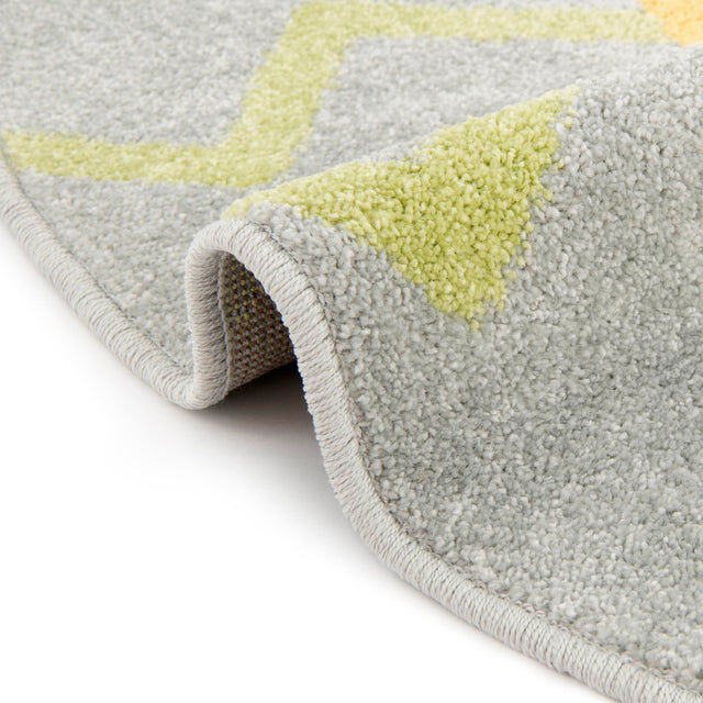 Yellow 5' 3 x 5' 3 Whimsy Kids Round Area Rug for Baby Nursery, Toddler Playroom, Bedrooms