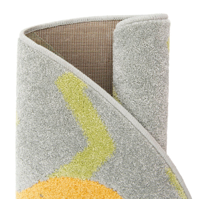 Yellow 3' 3 x 3' 3 Whimsy Kids Round Area Rug for Baby Nursery, Toddler Playroom, Bedrooms