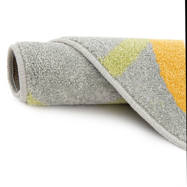 Yellow 5' 3 x 5' 3 Whimsy Kids Round Area Rug for Baby Nursery, Toddler Playroom, Bedrooms