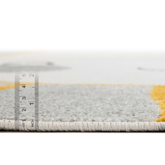 Gray 5' 3 x 5' 3 Whimsy Kids Round Area Rug for Baby Nursery, Toddler Playroom, Bedrooms