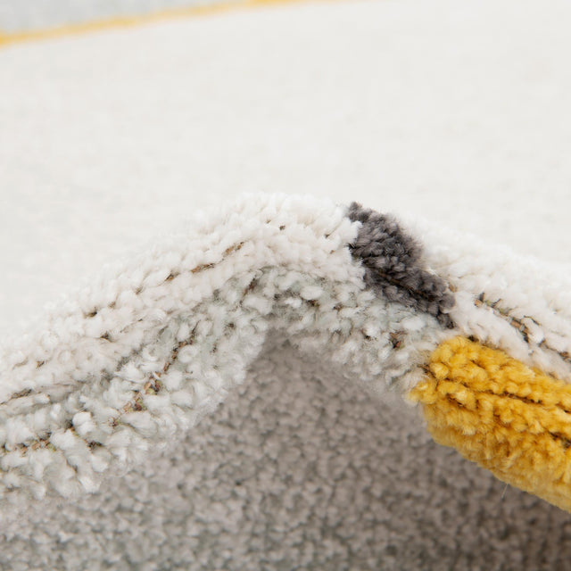 Gray 3' 3 x 3' 3 Whimsy Kids Round Area Rug for Baby Nursery, Toddler Playroom, Bedrooms