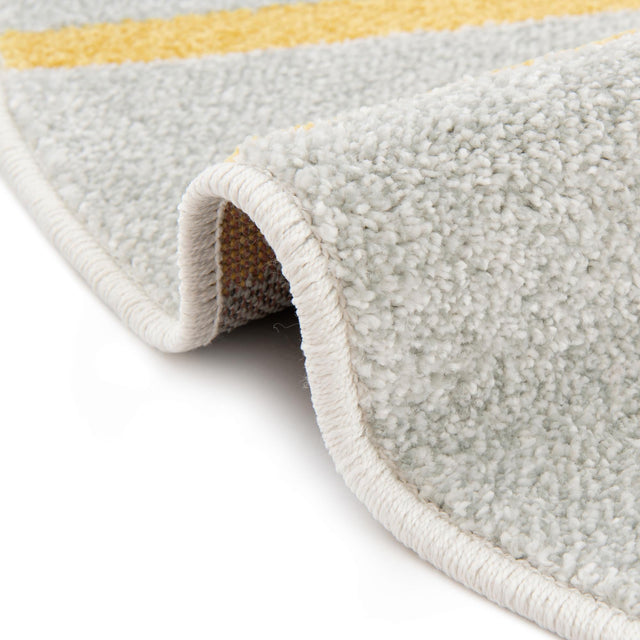 Gray 5' 3 x 5' 3 Whimsy Kids Round Area Rug for Baby Nursery, Toddler Playroom, Bedrooms