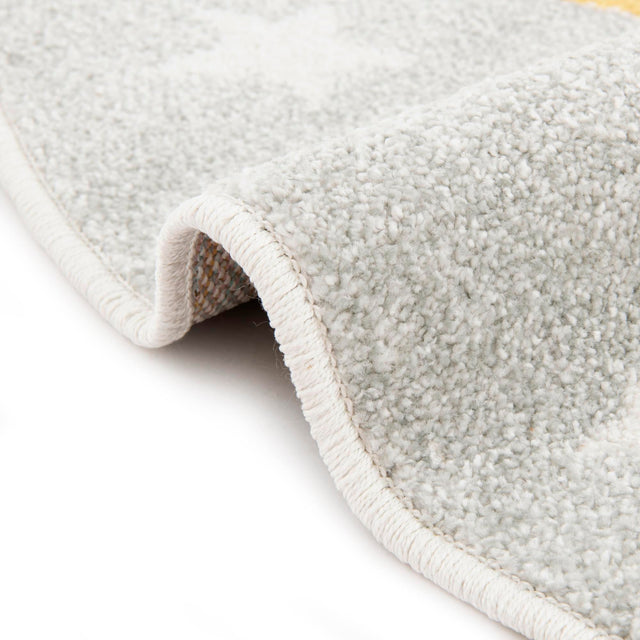 Gray 5' 3 x 5' 3 Whimsy Kids Round Area Rug for Baby Nursery, Toddler Playroom, Bedrooms Playful Fun Design Easy Clean Carpet for Sale at Rug Engine