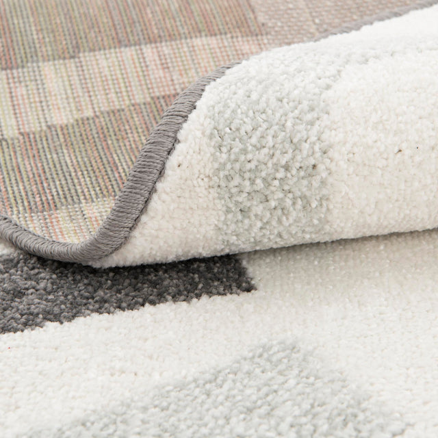 Gray 7' 10 x 7' 10 Whimsy Kids Round Area Rug for Baby Nursery, Toddler Playroom, Bedrooms