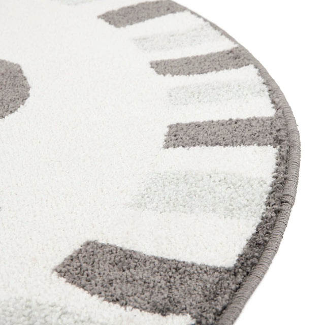 Gray 5' 3 x 5' 3 Whimsy Kids Round Area Rug for Baby Nursery, Toddler Playroom, Bedrooms Playful Fun Design Easy Clean Carpet for Sale at Rug Engine