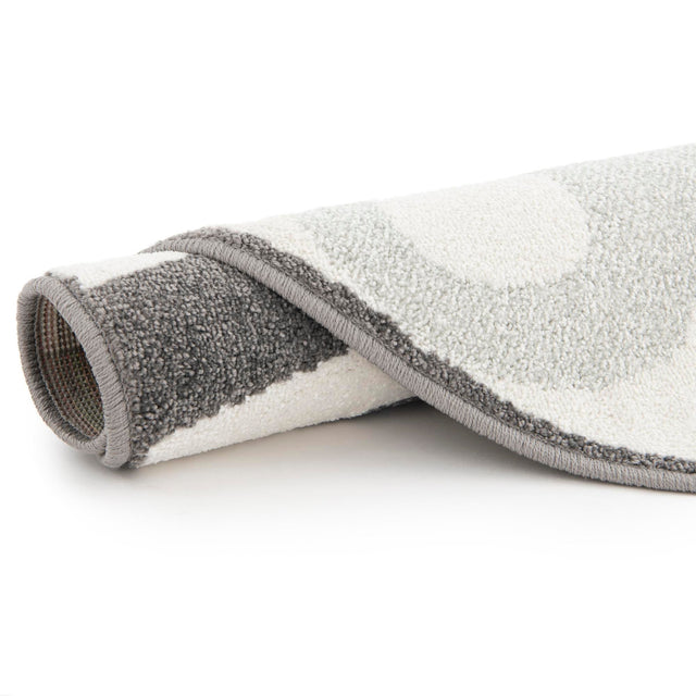 Gray 7' 10 x 7' 10 Whimsy Kids Round Area Rug for Baby Nursery, Toddler Playroom, Bedrooms